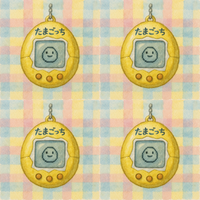 水彩で描かれた黄色い初代たまごっち